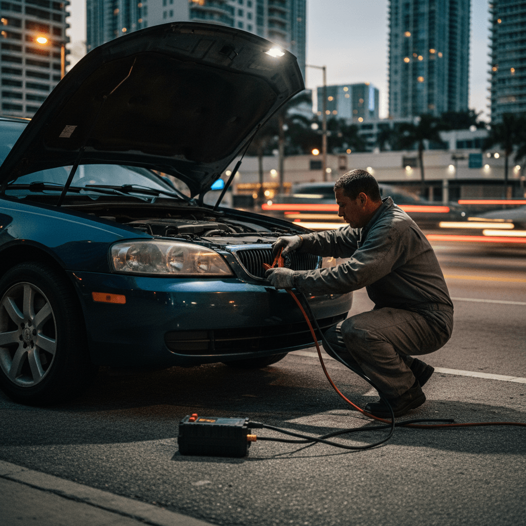 Jump-start connection on a car engine