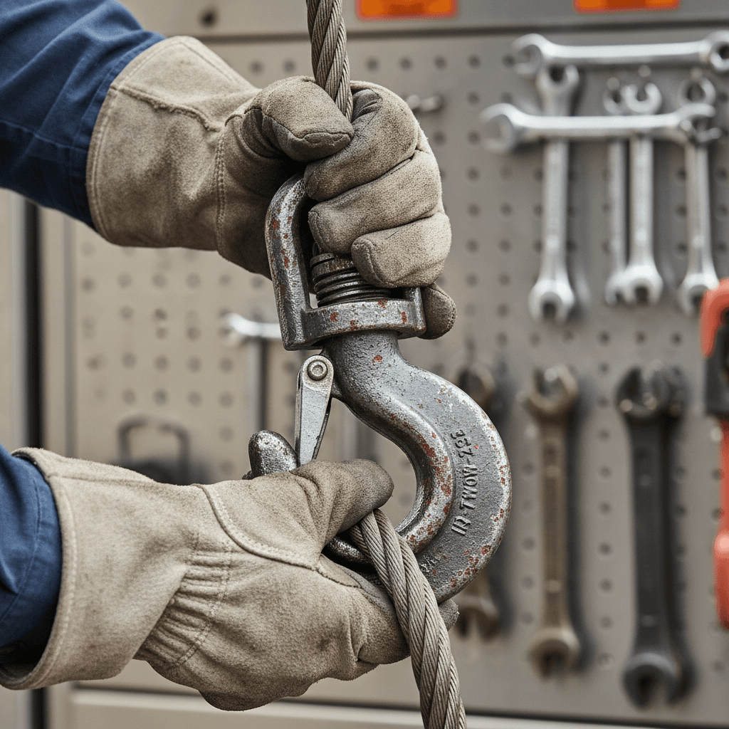 Flatbed towing hook detail