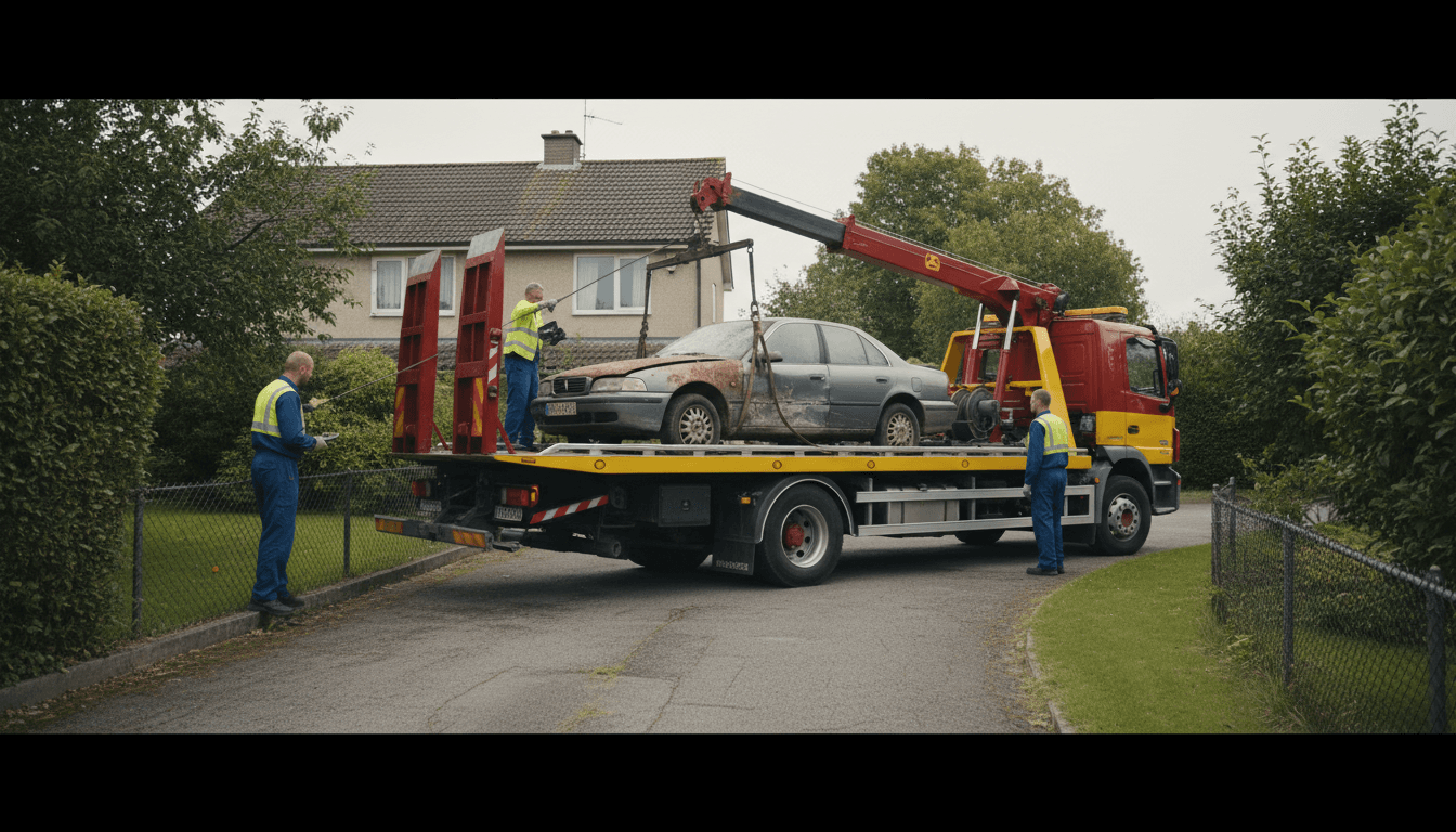 Wheel-lift towing in progress