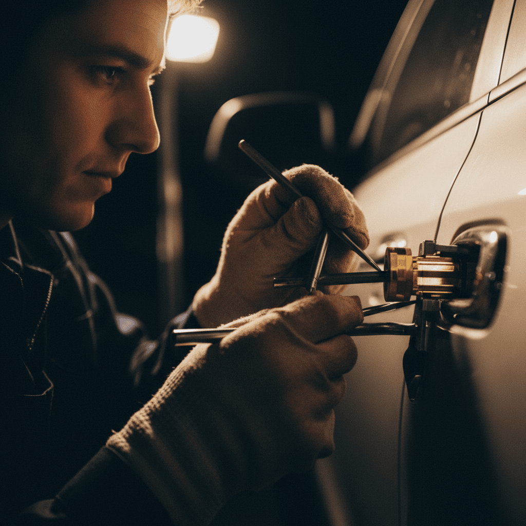 Lockout service using a slim Jim